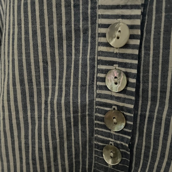 Habitat Navy, White Cotton Striped oversized flowy 3/4 sleeve Shirt Sz medium - Picture 7 of 9
